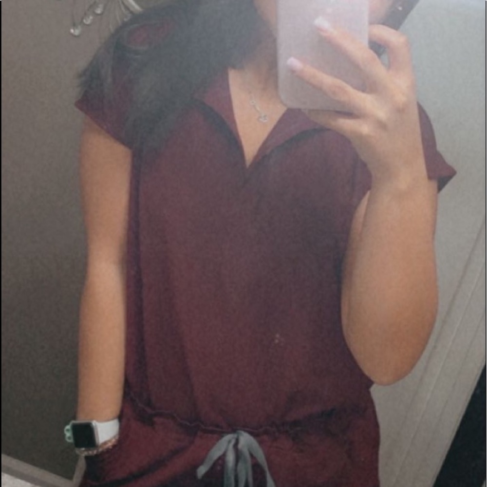 Figs burgundy rafael top
